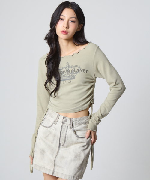 UNKNOWN PLANET(アンノウンプラネット)の「インターロックシャーリングネックトップオリーブグリーン(Tシャツ/カットソー・レディース・その他・FREE)」の7枚目の写真