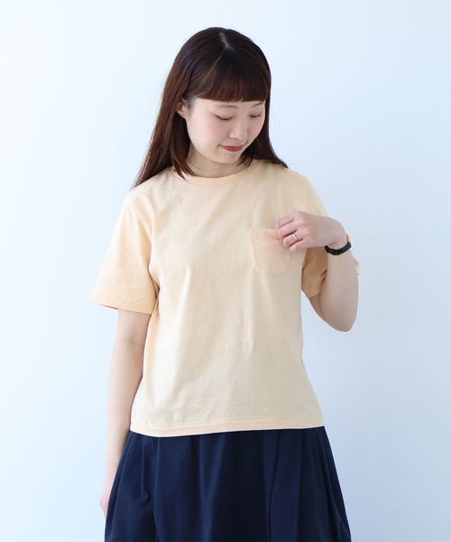 bulle de savon(ビュルデサボン)の「30/-CM 天竺 半袖Tシャツ(Tシャツ/カットソー・レディース・ホワイト/ダークブラウン/ブルー/オレンジ・FREE)」の1枚目の写真
