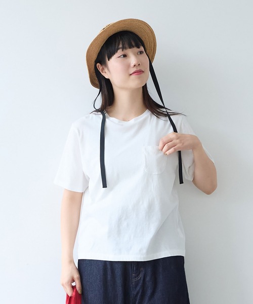 bulle de savon(ビュルデサボン)の「30/-CM 天竺 半袖Tシャツ(Tシャツ/カットソー・レディース・ホワイト/ダークブラウン/ブルー/オレンジ・FREE)」の5枚目の写真