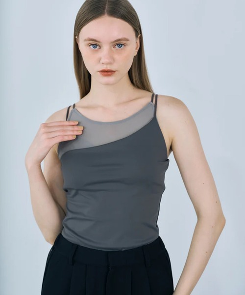 merrylatte(メリーラテ)の「layered sheer camisole(キャミソール・レディース・グレー/ブラック・FREE)」の19枚目の写真