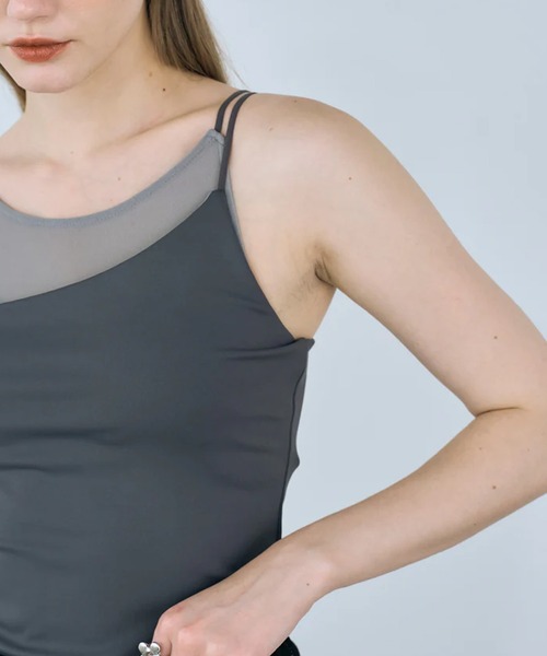 merrylatte(メリーラテ)の「layered sheer camisole(キャミソール・レディース・グレー/ブラック・FREE)」の18枚目の写真