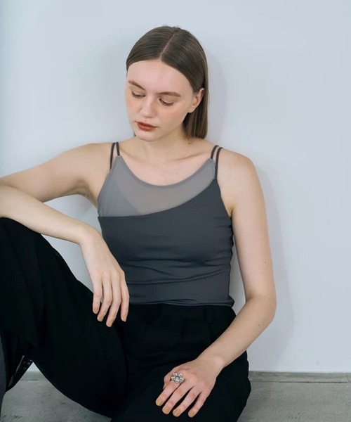 merrylatte(メリーラテ)の「layered sheer camisole(キャミソール・レディース・グレー/ブラック・FREE)」の16枚目の写真