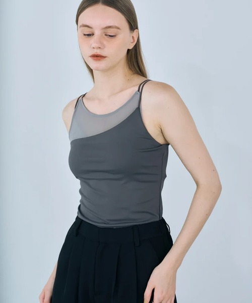 merrylatte(メリーラテ)の「layered sheer camisole(キャミソール・レディース・グレー/ブラック・FREE)」の15枚目の写真