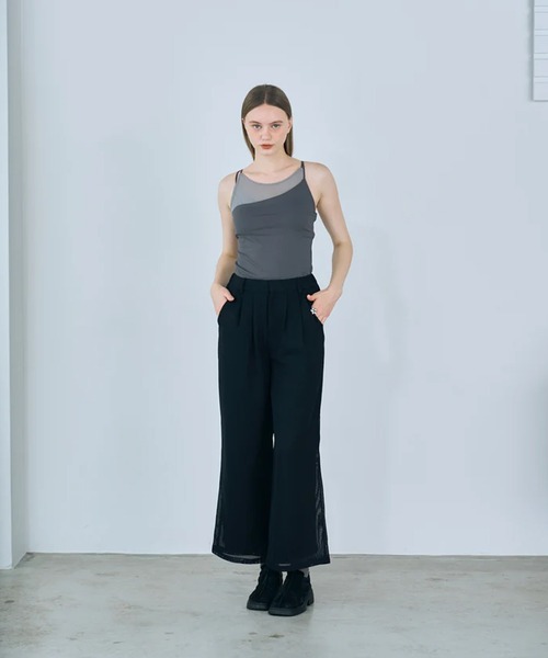 merrylatte(メリーラテ)の「layered sheer camisole(キャミソール・レディース・グレー/ブラック・FREE)」の12枚目の写真