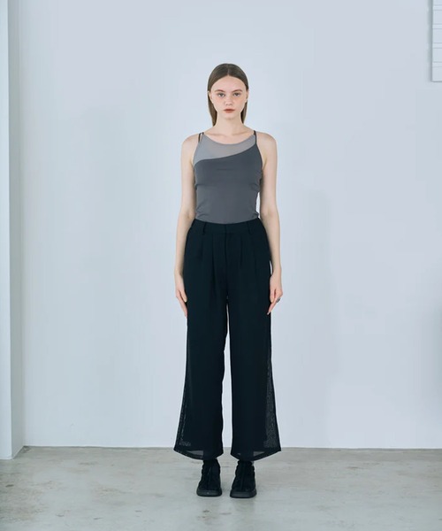 merrylatte(メリーラテ)の「layered sheer camisole(キャミソール・レディース・グレー/ブラック・FREE)」の11枚目の写真