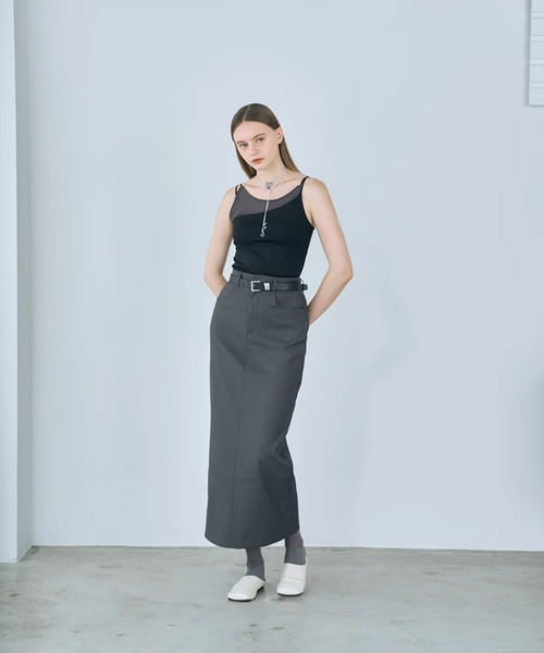 merrylatte(メリーラテ)の「layered sheer camisole(キャミソール・レディース・グレー/ブラック・FREE)」の7枚目の写真