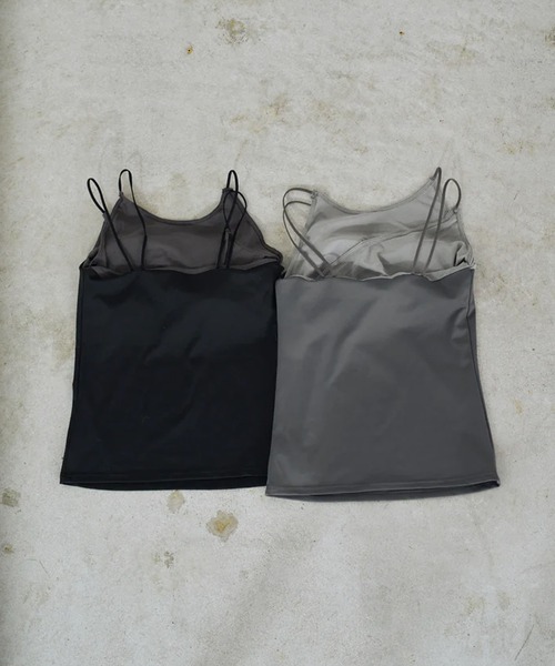 merrylatte(メリーラテ)の「layered sheer camisole(キャミソール・レディース・グレー/ブラック・FREE)」の3枚目の写真