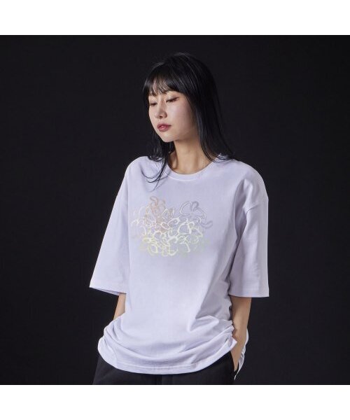 ASTRAL PROJECTION（アストラルプロジェクション）の「[オーバーサイズ]ネオンフラワー13番手綿ラウンドネック半袖Tシャツ_ホワイト（Tシャツ/カットソー・メンズ・その他・XX-LARGE/LARGE/MEDIUM/X-LARGE）」の2枚目の写真