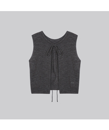 Two-way kid ribbon knit vest_Charcoal
