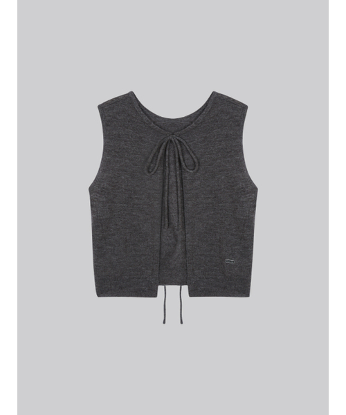 FRIVER07(フリバー07)の「Two-way kid ribbon knit vest_Charcoal(ベスト・レディース・チャコール・FREE)」の2枚目の写真