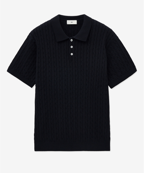 Cable Polo Knit Top (Navy) TNSW5E206N2