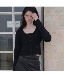 Round Ribbed Cardigan [Black]
