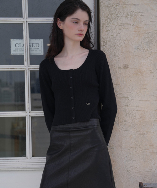 DEHEVE（デヘヴェ）の「Round Ribbed Cardigan [Black]（カーディガン/ボレロ・レディース・ブラック・FREE）」の2枚目の写真