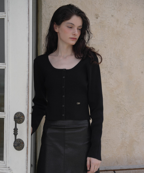 DEHEVE（デヘヴェ）の「Round Ribbed Cardigan [Black]（カーディガン/ボレロ・レディース・ブラック・FREE）」の4枚目の写真