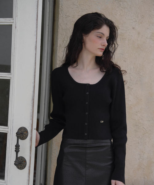 DEHEVE（デヘヴェ）の「Round Ribbed Cardigan [Black]（カーディガン/ボレロ・レディース・ブラック・FREE）」の6枚目の写真