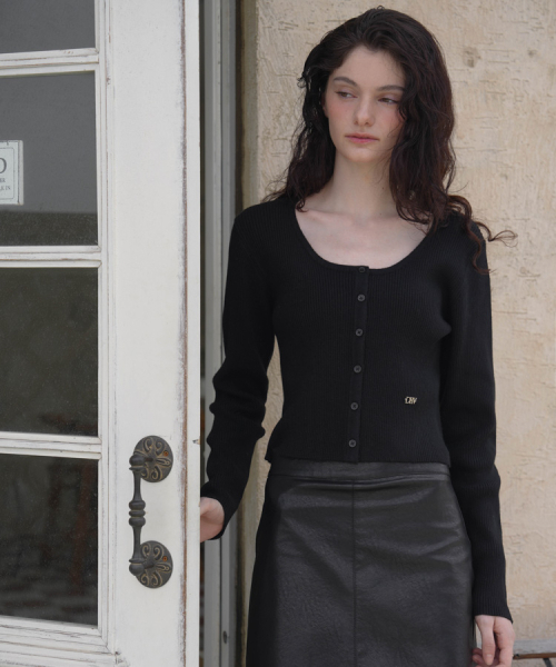 DEHEVE（デヘヴェ）の「Round Ribbed Cardigan [Black]（カーディガン/ボレロ・レディース・ブラック・FREE）」の7枚目の写真