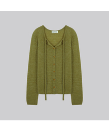 Ribbon alpaca knit cardigan [FRFA02CD04]_Olive