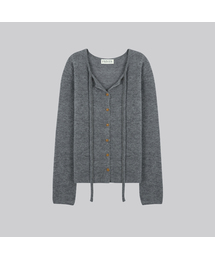 Ribbon alpaca knit cardigan [FRFA02CD04]_Olive