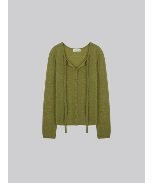 FRIVER07（フリバー07）の「Ribbon alpaca knit cardigan [FRFA02CD04]_Olive（カーディガン/ボレロ・レディース・オリーブ/ライトグレー・FREE）」の3枚目の写真