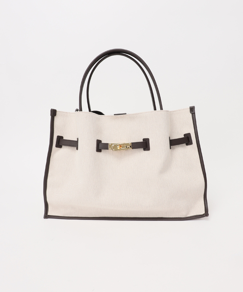 Spick & Span（スピックアンドスパン）の「VIOLAd’ORO / ヴィオラドーロ キャンバス*レザートートバッグL*（トートバッグ・レディース・アイボリー・FREE）」の3枚目の写真