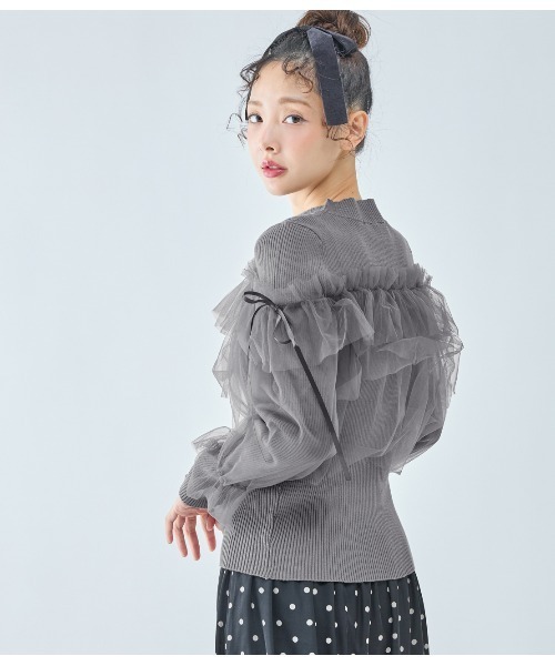 PEACH JOHN（ピーチジョン）の「チュールコンビニット（ニット/セーター・レディース・アイボリー/ブラック/チャコール・ONE SIZE）」の6枚目の写真