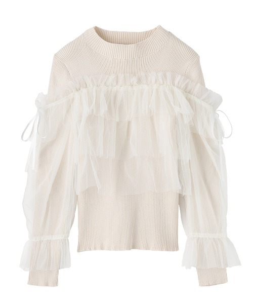 PEACH JOHN（ピーチジョン）の「チュールコンビニット（ニット/セーター・レディース・アイボリー/ブラック/チャコール・ONE SIZE）」の7枚目の写真