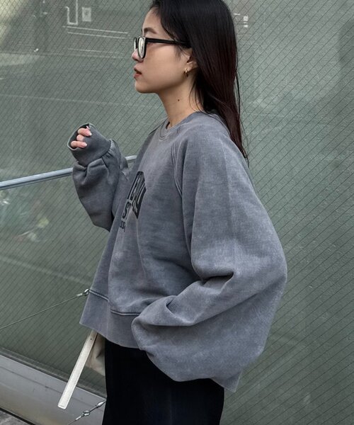 CIAOPANIC TYPY(チャオパニックティピー)の「アシッドウォッシュ加工ロゴプリントラグランスウェット(スウェット・レディース・グレー系その他/ピンク/ブラウン/チャコールグレー・ONE SIZE)」の6枚目の写真