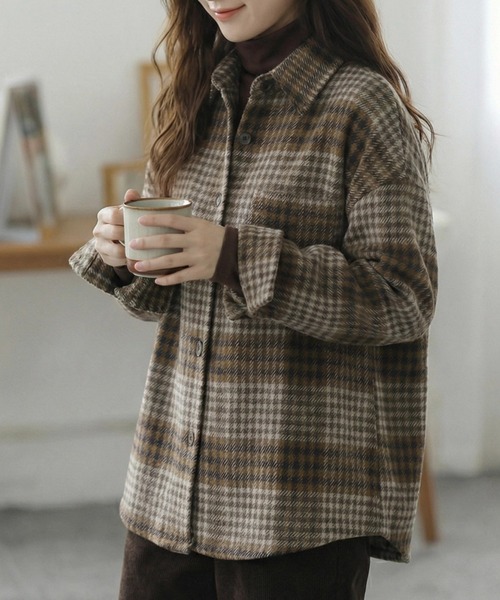 cammie(キャミー)の「チェックシャツ(シャツ/ブラウス・レディース・ベージュ/レッド/ブラック・M/L)」の1枚目の写真