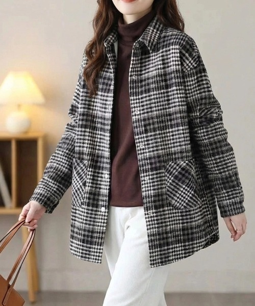 cammie(キャミー)の「チェックシャツ(シャツ/ブラウス・レディース・ベージュ/レッド/ブラック・M/L)」の2枚目の写真