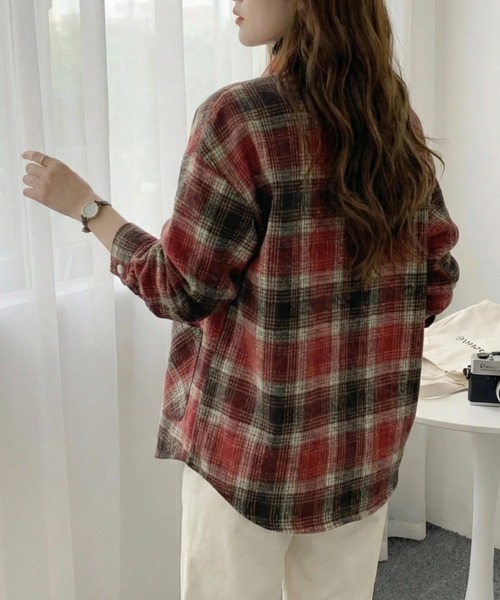 cammie(キャミー)の「チェックシャツ(シャツ/ブラウス・レディース・ベージュ/レッド/ブラック・M/L)」の15枚目の写真