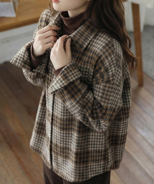 cammie(キャミー)の「チェックシャツ(シャツ/ブラウス・レディース・ベージュ/レッド/ブラック・M/L)」の9枚目の写真