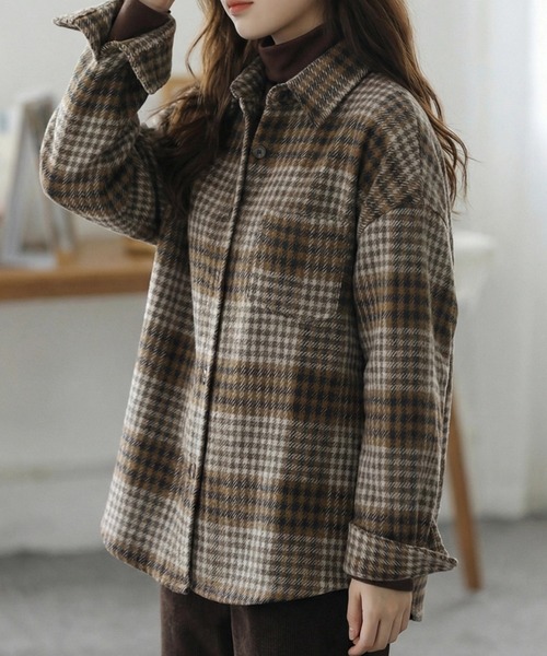 cammie(キャミー)の「チェックシャツ(シャツ/ブラウス・レディース・ベージュ/レッド/ブラック・M/L)」の10枚目の写真