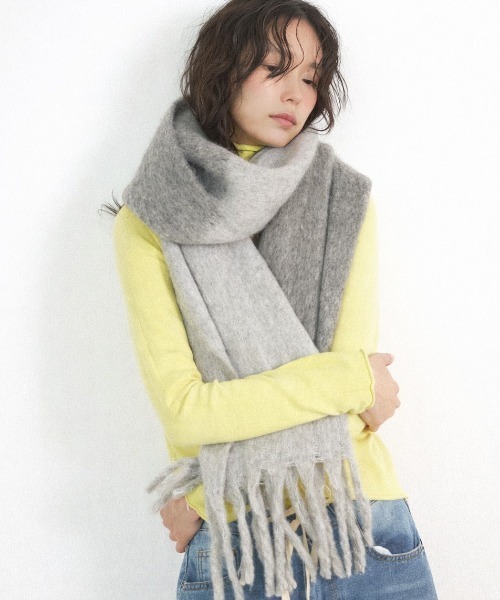 Shelly island（シェリーアイランド）の「バイカラーマフラー（マフラー・レディース・ホワイト/グレー/イエロー/ベージュ/レッド・FREE）」の3枚目の写真