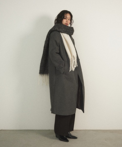 Shelly island（シェリーアイランド）の「バイカラーマフラー（マフラー・レディース・ホワイト/グレー/イエロー/ベージュ/レッド・FREE）」の7枚目の写真