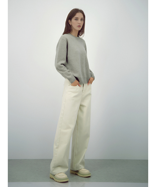 ACUD（アクド）の「Soft Structure Denim _L.Beige（デニムパンツ・レディース・ライトベージュ・MEDIUM/SMALL）」の4枚目の写真
