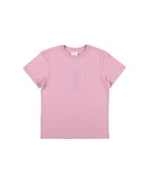 レースアップリケロゴクロップTシャツラベンダー