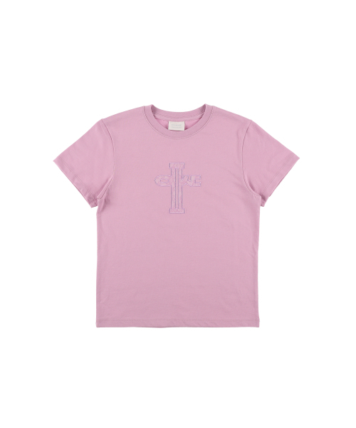EPISODE UNTITLED（エピソードアンタイトルド）の「レースアップリケロゴクロップTシャツラベンダー（Tシャツ/カットソー・レディース・ラベンダー・FREE）」の2枚目の写真
