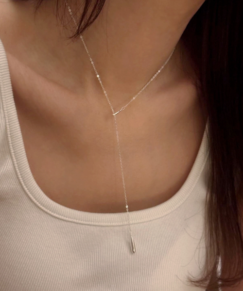 (Silver 925) Raindrop Y Chain Necklace