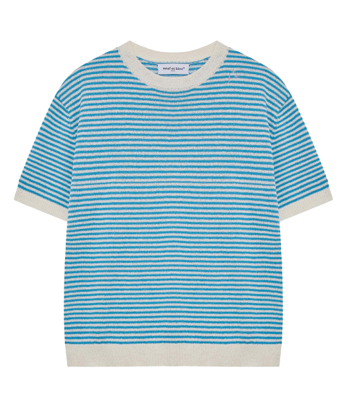 NEUFETBLEU(ヌフエブル)の「NEB stripe half knit (skyblue)(ニット/セーター・レディース・その他・SMALL/MEDIUM)」の1枚目の写真