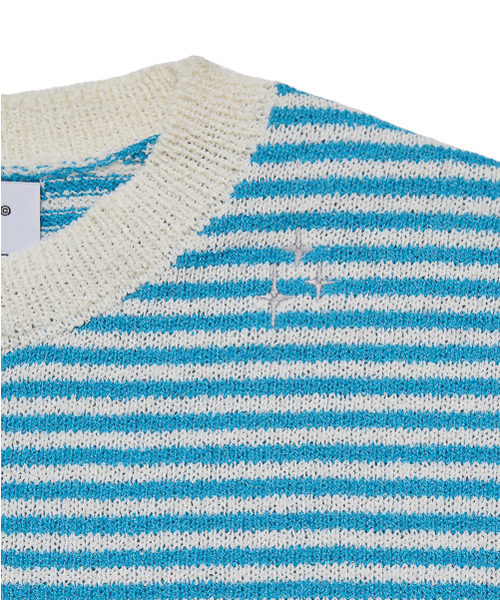 NEUFETBLEU(ヌフエブル)の「NEB stripe half knit (skyblue)(ニット/セーター・レディース・その他・SMALL/MEDIUM)」の3枚目の写真