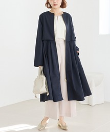 LAVEANGE（ラビアンジェ）の「タックプリーツノーカラーコート（ノーカラーコート）」