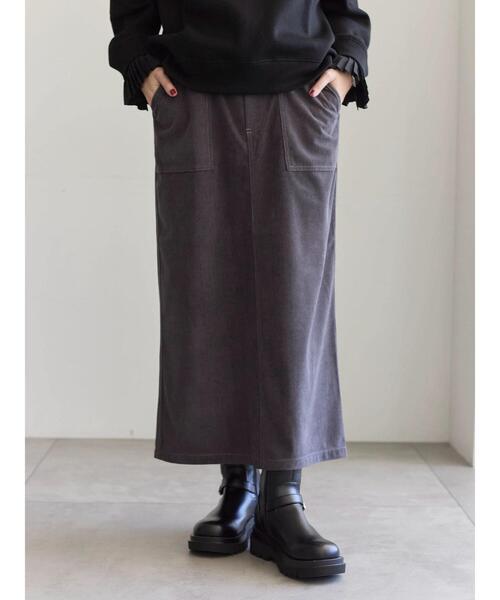 Samansa Mos2 blue（サマンサモスモスブルー）の「コーデュロイスカート（スカート・レディース・ブラウン/キナリ/チャコールグレー・F）」の2枚目の写真