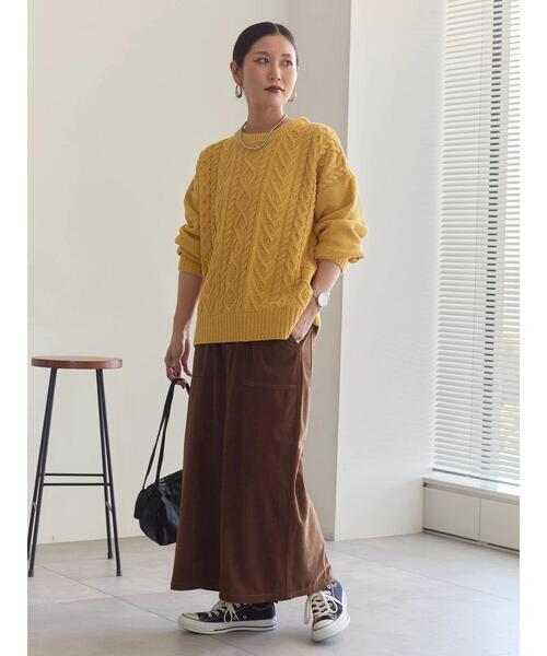 Samansa Mos2 blue（サマンサモスモスブルー）の「コーデュロイスカート（スカート・レディース・ブラウン/キナリ/チャコールグレー・F）」の14枚目の写真