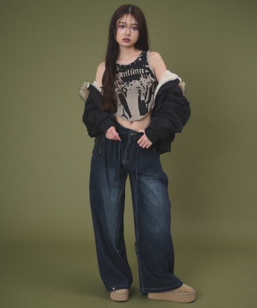 dispark(ディスパーク)の「DISPARK/【26年春夏新作】スタッズグラフィックタンク(タンクトップ・レディース・ベージュ/チャコール・FREE)」の9枚目の写真