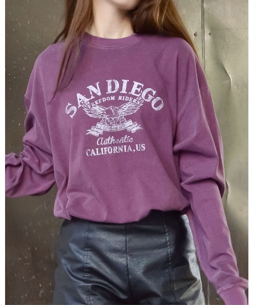 spiritoso(スピリトーゾ)の「アーチロゴイーグルプリントロンT(Tシャツ/カットソー・レディース・グレイッシュベージュ/ブラック/バーガンディー/チャコール・FREE)」の4枚目の写真
