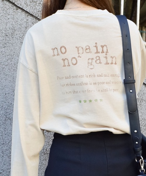 spiritoso(スピリトーゾ)の「アーチロゴイーグルプリントロンT(Tシャツ/カットソー・レディース・グレイッシュベージュ/ブラック/バーガンディー/チャコール・FREE)」の3枚目の写真