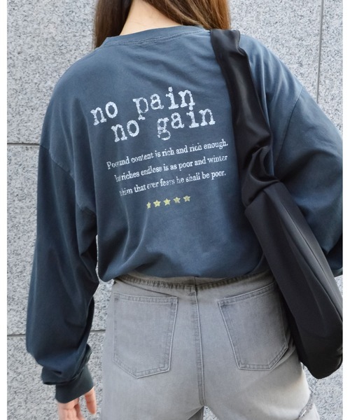 spiritoso(スピリトーゾ)の「アーチロゴイーグルプリントロンT(Tシャツ/カットソー・レディース・グレイッシュベージュ/ブラック/バーガンディー/チャコール・FREE)」の9枚目の写真