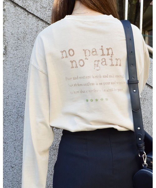 spiritoso(スピリトーゾ)の「アーチロゴイーグルプリントロンT(Tシャツ/カットソー・レディース・グレイッシュベージュ/ブラック/バーガンディー/チャコール・FREE)」の13枚目の写真