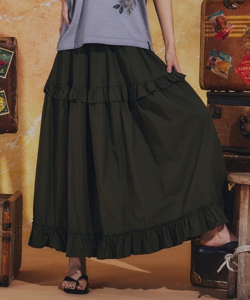 DOUBLE STANDARD CLOTHING（ダブルスタンダードクロージング）の「サマーブロード ティアードスカート（スカート・レディース・ベージュ/カーキ・38/36）」の2枚目の写真