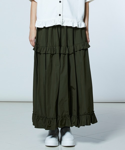 DOUBLE STANDARD CLOTHING（ダブルスタンダードクロージング）の「サマーブロード ティアードスカート（スカート・レディース・ベージュ/カーキ・38/36）」の3枚目の写真